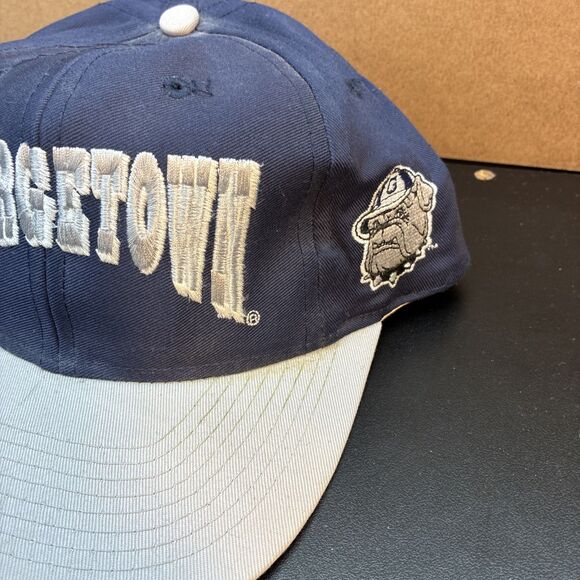 Vintage 90s Georgetown Hoyas Snapback Hat Cap NCAA Trucker Blue - Picture 3 of 12
